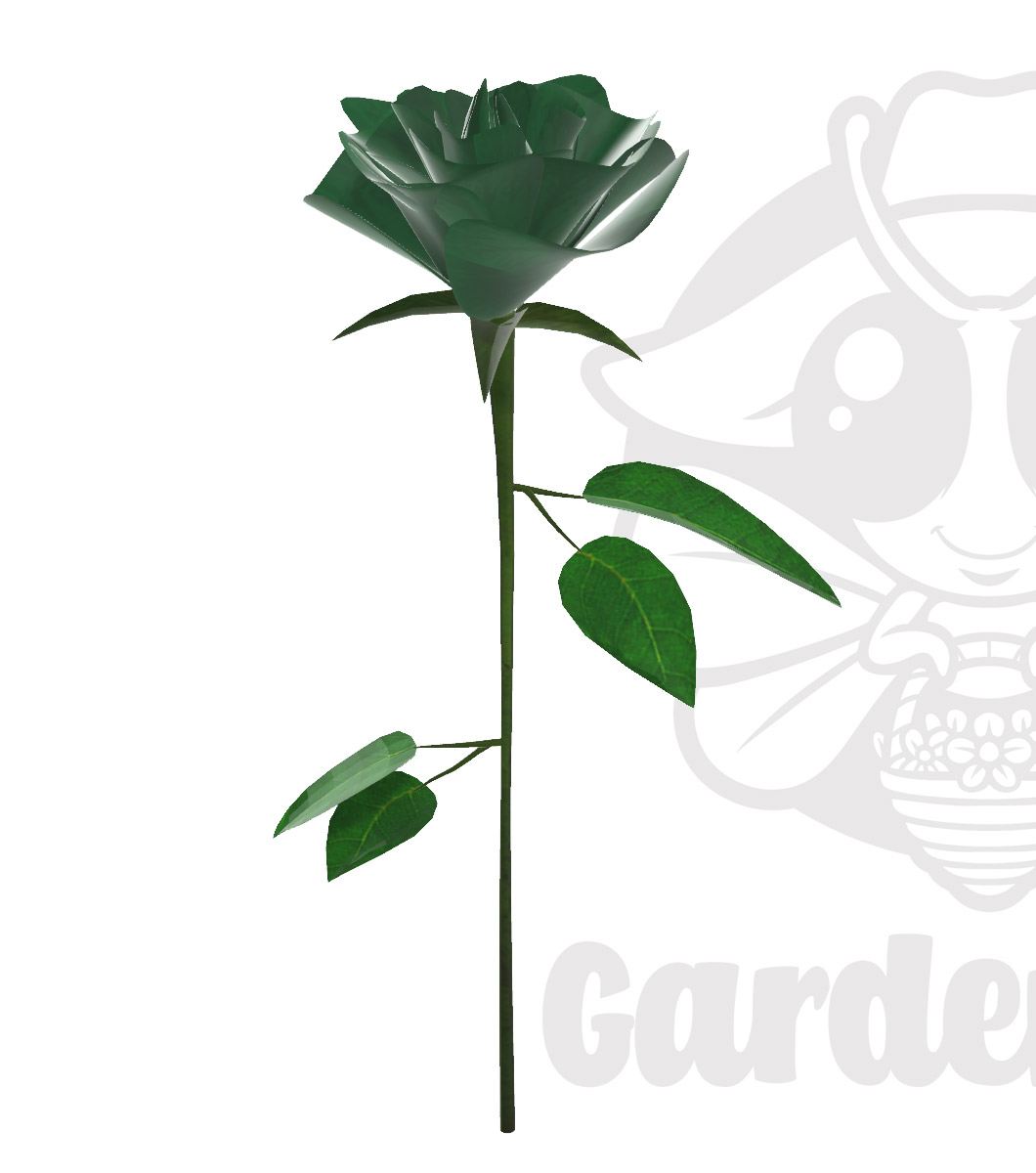 希望の緑の薔薇 一輪 穏やかに Stay Lucky Green Rose バーチャル花屋gardenbee 3dモデル無料ダウンロード