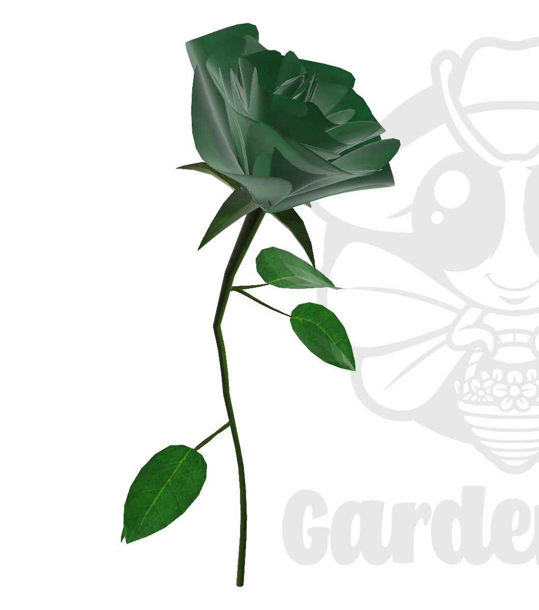 希望の緑の薔薇 一輪 穏やかに Stay Lucky Green Rose バーチャル花屋gardenbee 3dモデル無料ダウンロード